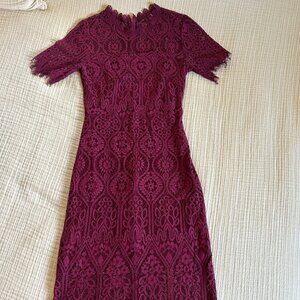 Magenta Lace Midi Dress